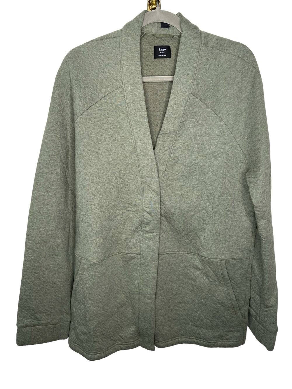 Lunya Lahgo Men’s Restore Cardigan Sweater Double Faced Pima Cotton Blend Work L